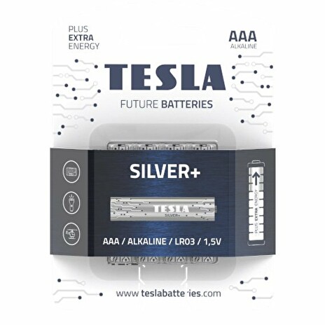 TESLA SILVER+ alkalická baterie AAA (LR03, mikrotužková, blister) 4 ks