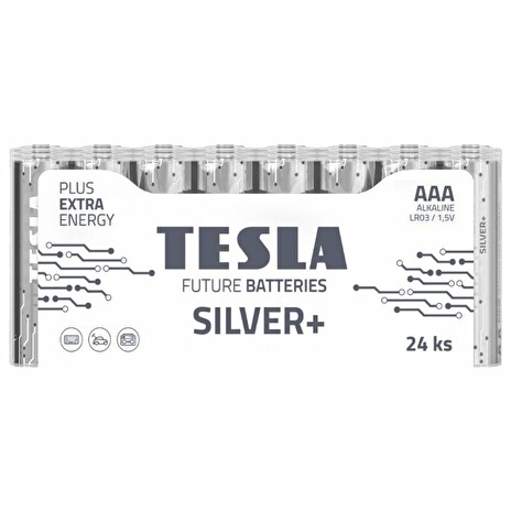 TESLA SILVER+ alkalická baterie AAA (LR03, mikrotužková, fólie) 24 ks