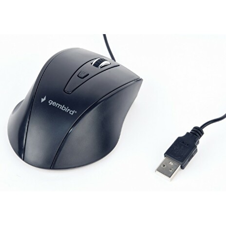 Gembird optical mouse MUS-4B-02, 1200 DPI, USB, Black, 1.35m cable length