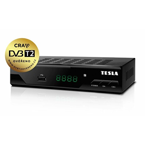 TESLA DVB-T/T2 přijímač TE-320/ Full HD/ H.265/HEVC/ CRA ověřeno/ FTA/ PVR/ EPG/ USB/ HDMI/ LAN/ SCART/ youtube/ černý