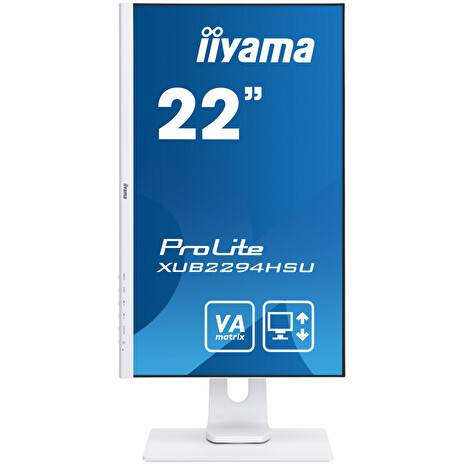 22" iiyama XUB2294HSU-W1: VA, FullHD@75Hz, 250cd/m2, 4ms, VGA, HDMI, DP, USB, height, pivot, bílý