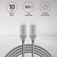 AXAGON BUCM3-CM10G, PD 100W kabel USB-C <-> USB-C 3.2 Gen 2, 1m, 5A, oplet, šedý