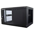 XtendLan 19" jednodílný nástěnný rozvaděč 6U, šířka 600mm, hloubka 450mm, skleněné dveře-kouřové sklo,nosnost 60kg,černý