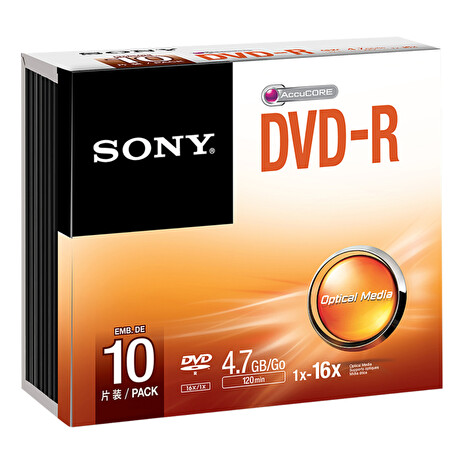 Média DVD-R SONY DMR-47; 4.7GB; 16x; 10ks SLIM