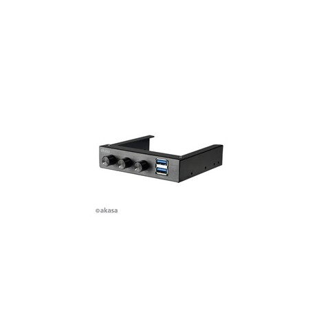 AKASA Ovládací panel do 3,5" pozice, 3x FAN, 2x USB 3.0, černý hliník