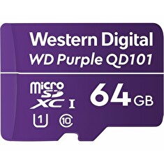 WD Purple SC QD101 WDD064G1P0C - Paměťová karta flash - 64 GB - UHS-I U1 / Class10 - microSDXC UHS-I - purpurová