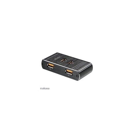 AKASA nabíječka USB, 4 nabíjecí porty USB, hliník, černá