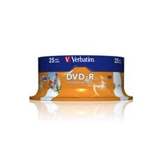 Verbatim DVD-R 4,7GB 16x Printable, 25ks - média, AZO, potisknutelné, spindle