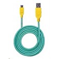 Manhattan Kabel USB 2.0 A-Micro B propojovací 1m, opletený (modrozelená/žlutá)