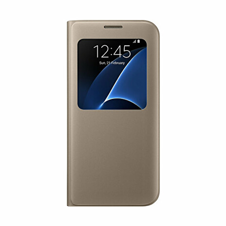 Samsung flipové pouzdro S-view EF-CG935PFE pro Samsung Galaxy S7 Edge (SM-G935), zlatá (EU Blister)