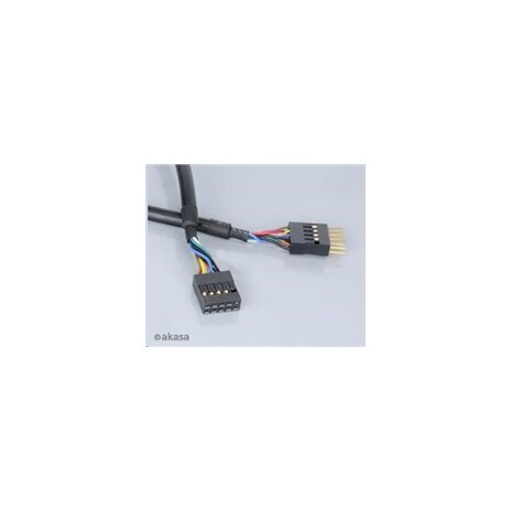 AKASA kabel interní USB prodlužka/ USB 2.0/ 2x 4pin USB MALE - 2x4pin USB FEMALE/ 40cm