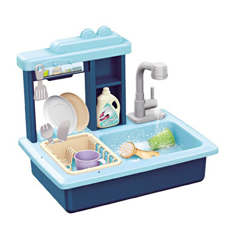 Dětský dřez na mytí nádobí TEDDIES s kohoutkem na vodu modrý