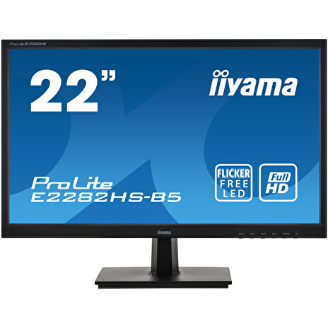 22" iiyama E2282HS-B5: TN, FullHD@75Hz, 250cd/m2, 1ms, VGA, HDMI, DVI, černý