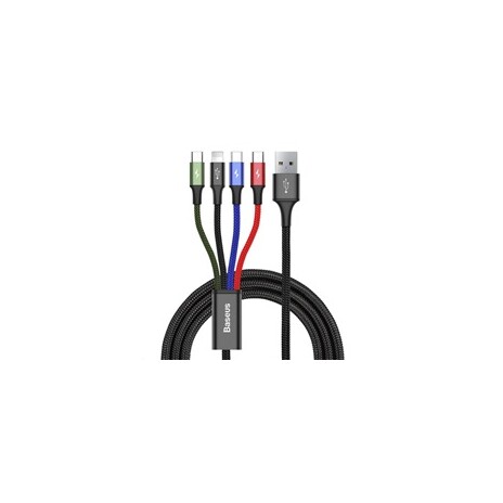 Baseus rychlý nabíjecí / datový kabel 4v1 Lightning + 2* USB-C + Micro USB 3,5A 1,2m, černá
