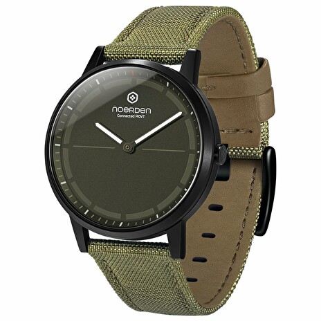 NOERDEN chytré hybridní hodinky MATE2+ Khaki/ dotykové safírové sklíčko/ 5 ATM/ výdrž až 6 měsíců/ khaki/ CZ app