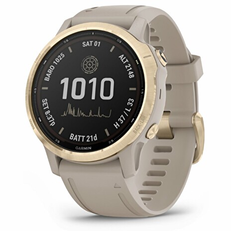 GARMIN chytré sportovní GPS hodinky fenix 6S PRO Solar, LightGold/Sand Band