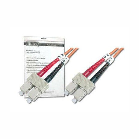 DIGITUS Fiber Optic Patch Cord, SC to SC, Multimode,OM2, 50/125 µ, Duplex Length 3m