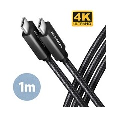 AXAGON BUCM32-CM10AB, SPEED+ kabel USB-C <-> USB-C, 1m, USB 3.2 Gen 2, PD 100W 5A, 4k HD, ALU, oplet, černý