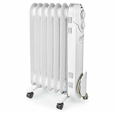 NEDIS přenosný olejový radiátor/ termostat/ spotřeba 1500 W/ 7 žeber/ 3 nastavení teploty/ ochrana proti převrácení/ bíl