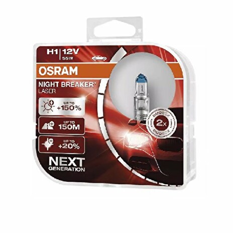 OSRAM žárovka H1 12V, 55W Night Breaker Laser Next Generation +150% - sada 2 kusů