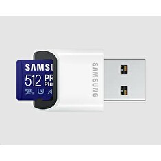Samsung paměťová karta 512GB PRO Plus micro SDXC (č/z až 160/120MB/s) + USB adaptér