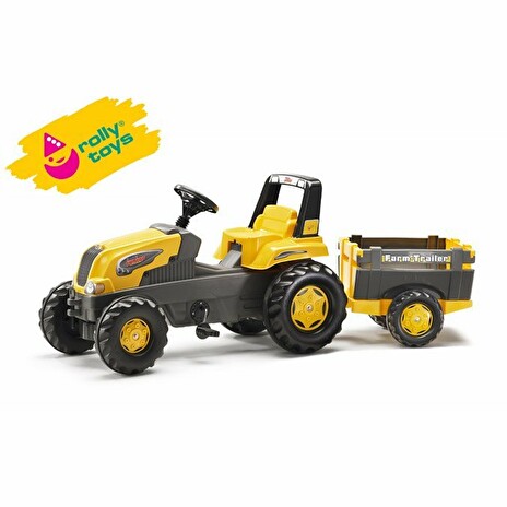 Šlapací traktor Rolly Toys Junior s Farm vlečkou - žlutý