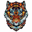 Puzzle dřevěné, barevné - Mocný Tygr
