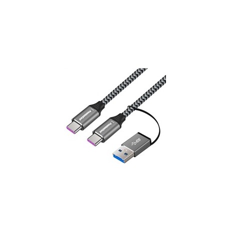 PremiumCord kabel USB-C (USB 3.2 GEN 2, 5A, 100W, 20Gbit/s) bavlněný oplet, 2m
