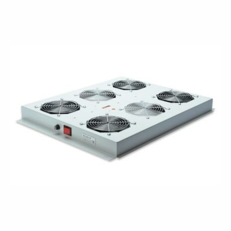 Roof cooling unit for DIGITUS server cabinets, 4 Fans, Switch, Thermostat, 552m3 air circ./h Color grey RAL 7035