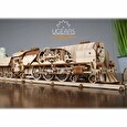 Hračka Ugears 3D dřevěné mechanické puzzle V-Express parní lokomotiva 4-6-2 s tendrem