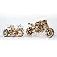 Hračka Ugears 3D dřevěné mechanické puzzle UGR-10 Motorka (scrambler) s vozíkem