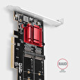 Axagon PCEM2-ND, PCIe x8 řadič - 2x M.2 NVMe M-key slot, RAID, podpora desek bez bifurkace, vč. LP