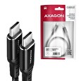 Axagon BUCM-CM30AB, HQ kabel USB-C <-> USB-C, 3m, USB 2.0, PD 60W 3A, ALU, oplet, černý