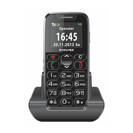 EVOLVEO EasyPhone, mobilní telefon pro seniory s nabíjecím stojánkem, snadné ovládání