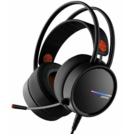 CANYON Herní headset Interceptor GH-8A, LED, PC/PS4/Xbox, Deep bass, kabel 2m, USB+2x3,5F TRS jack + rozbočovač