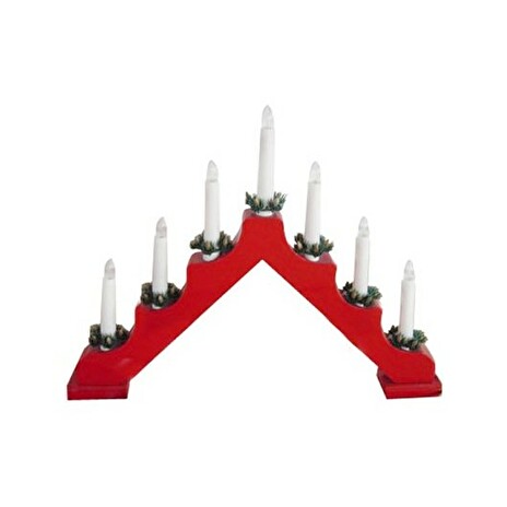 Svícen vánoční 7 svíček teplá bílá, jehlan, dřevo, červený
