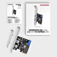 AXAGON PCEU-232VLS, PCIe řadič, 2+2x USB 3.2 Gen 1 port, 5 Gbps, SATA napájení, SP & LP