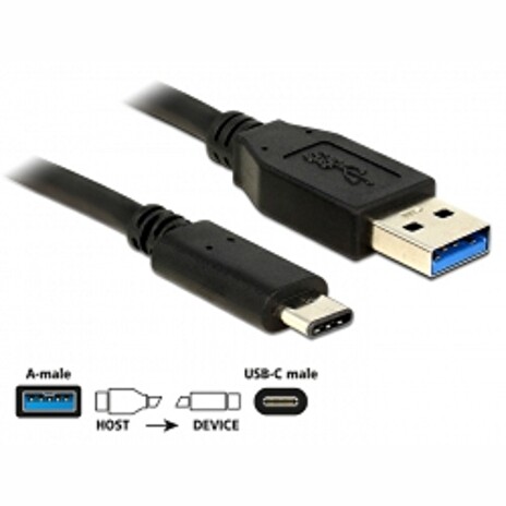 DeLOCK - USB kabel - USB-C (M) do USB Type A (M) - USB 3.1 Gen 2 - 1 m - reverzibilní konektor C - černá