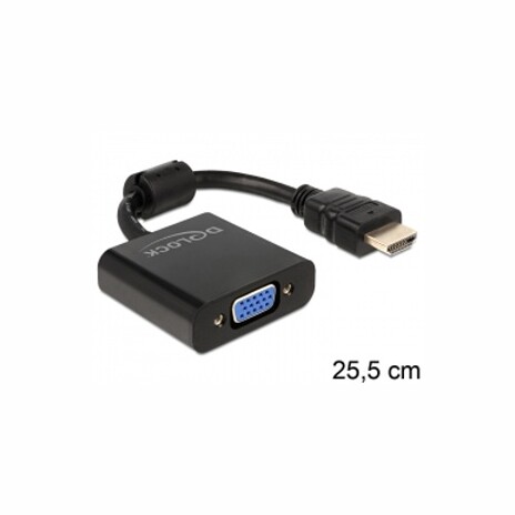 Delock adaptér HDMI-A (M) > VGA (F) (25cm), černý