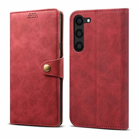 Lenuo Leather flipové pouzdro pro Samsung Galaxy S23, červená