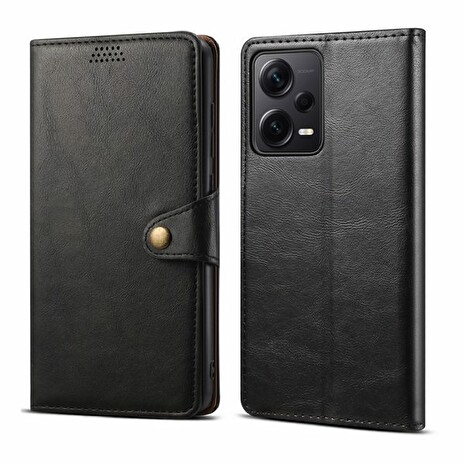 Lenuo Leather flipové pouzdro pro Xiaomi Redmi Note 12 Pro 5G, černá