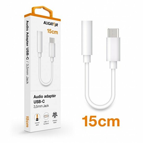 ALIGATOR Audio adaptér USB-C / 3,5mm Jack, bílý