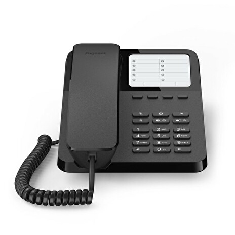 Gigaset-DESK400-BLACK Šňůrový telefon na stůl a stěnu pro snadné telefonování - černá