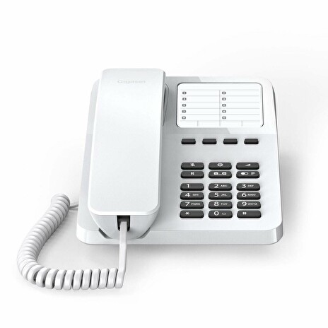 Gigaset-DESK400-WHITE Šňůrový telefon na stůl a stěnu pro snadné telefonování - bílá