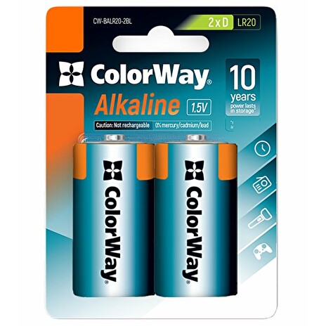 Colorway alkalická baterie D/LR20/ 1.5V/ 2ks v balení/ blistr