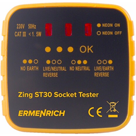 Tester zásuvek Ermenrich Zing ST30