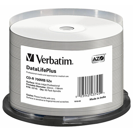 Verbatim CD-R [ spindle 50 | 700MB | 52x | white wide printable ]
