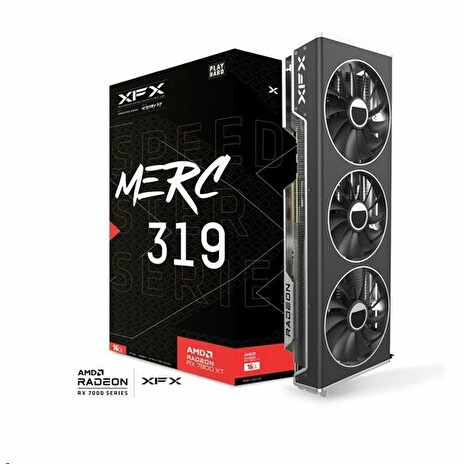 XFX AMD RX-7800XT MERC319 BLACK 16GB GDDR6 256bit, 2265 MHz / 19.5 Gbps, 3x DP, 1x HDMI, 3 fan, 2.5 slot