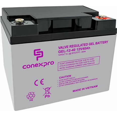 Baterie Conexpro GEL-12-40 GEL, 12V/40Ah, T14-M6, Deep Cycle