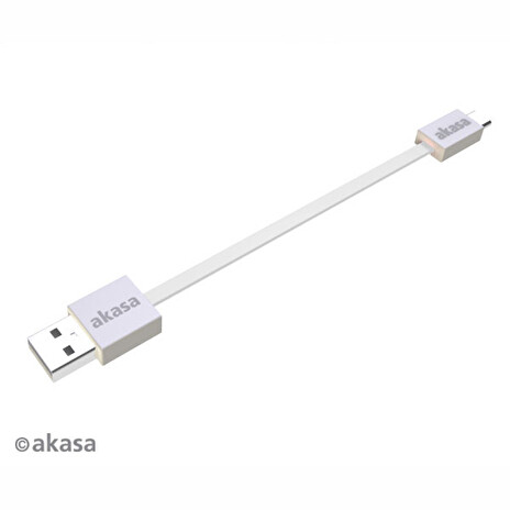 AKASA Kabel Proslim USB, male A na micro B male USB 2.0, 15cm, bílý
